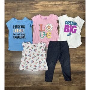 Lot Of 4 Girls Size 2T Tops 1 4T Leggings Spring Summer Bundle Play Clothes